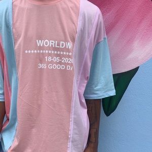 Worldwide Pink/Blue Oversized Tee